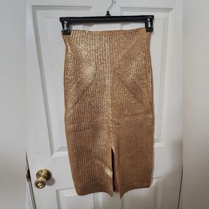 Express Shimmering Gold Pencil Skirt